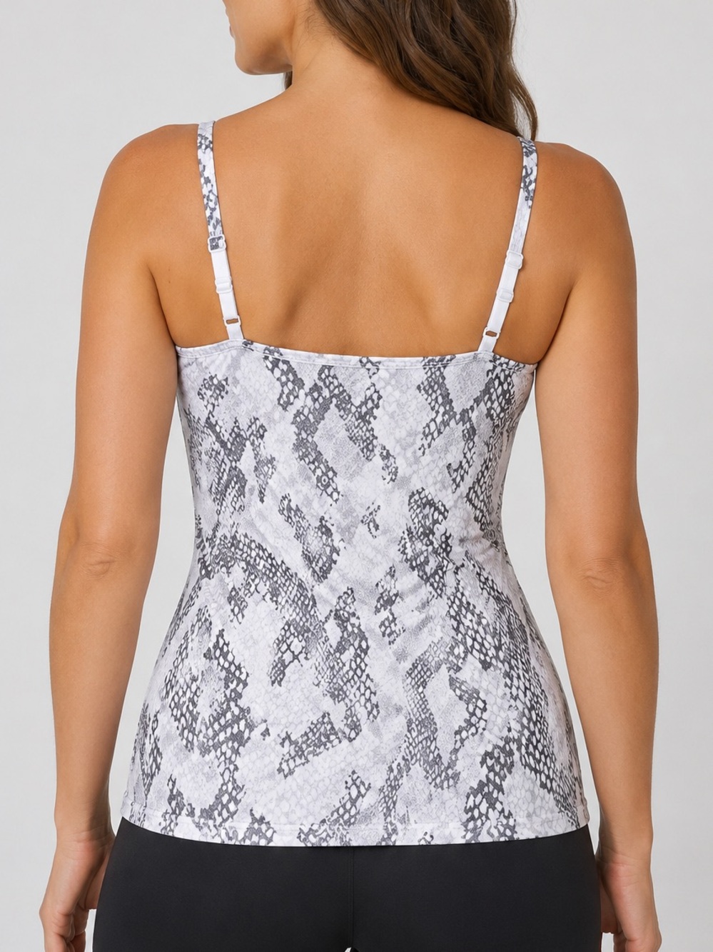 Ruby Ribbon Size 34 Shapewear Cami Tank Top Built-In Bra White Gray Print - Picture 2 of 12
